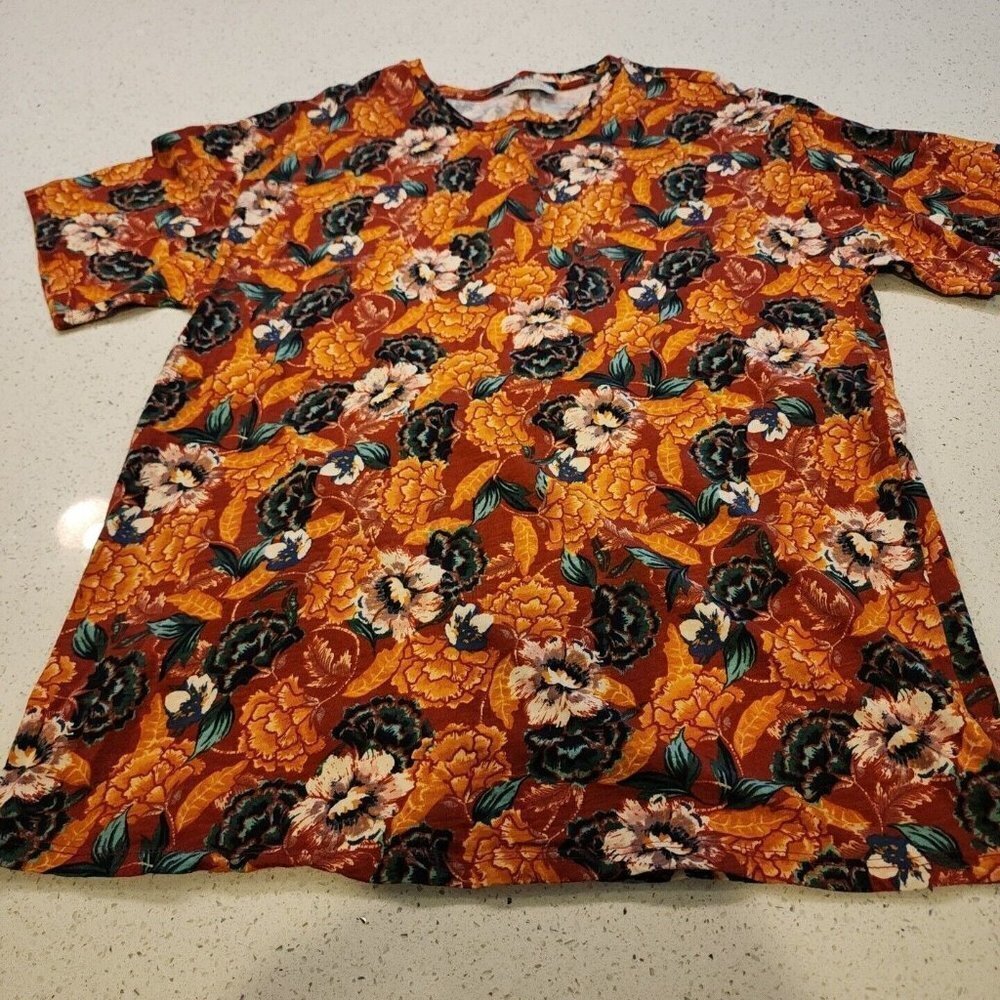 Zara Trafaluc Collection Womens Medium M shirt Floral Short Sleeve Blouse Top